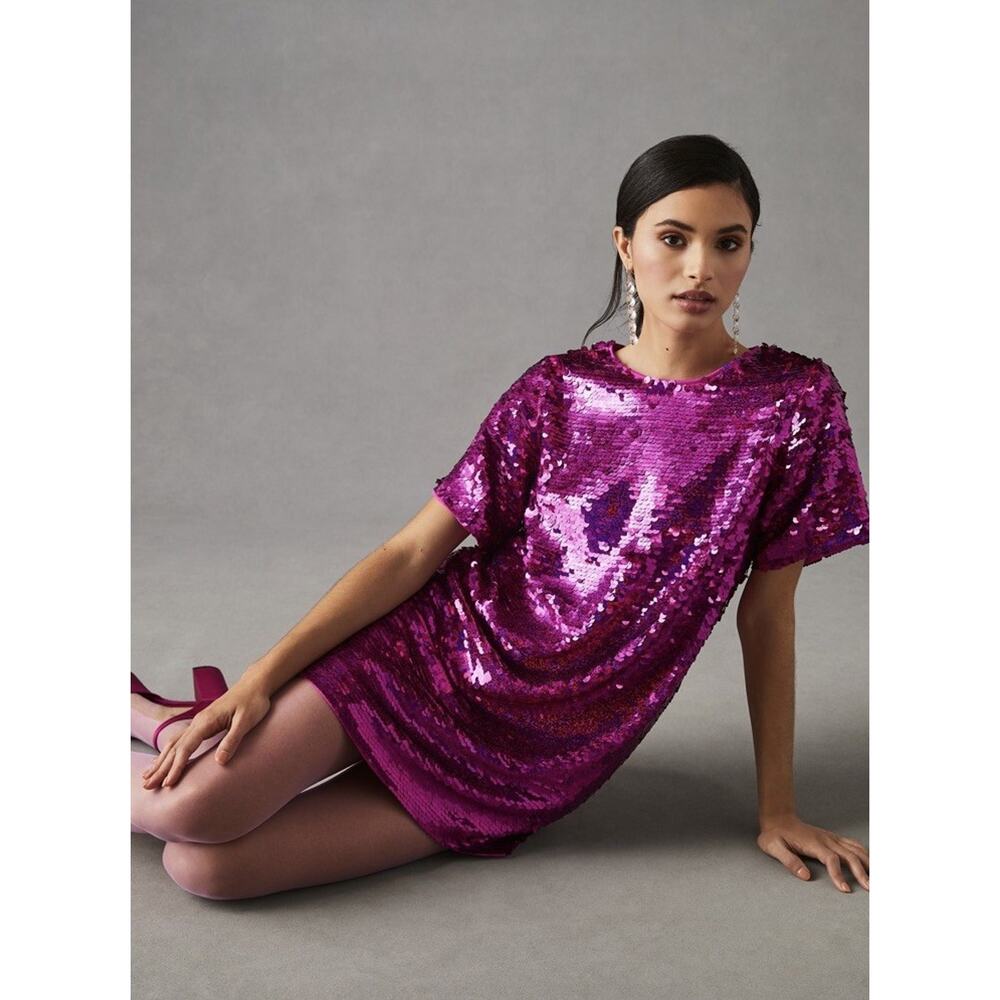 Verb By Pallavi Singhee Women’s Pink Sequin Shift Dress Size Small